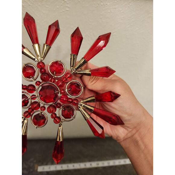 Starburst Christmas Ornament Atomic Red Gold tone‎ Holiday Tree Decoration READ - Picture 3 of 4